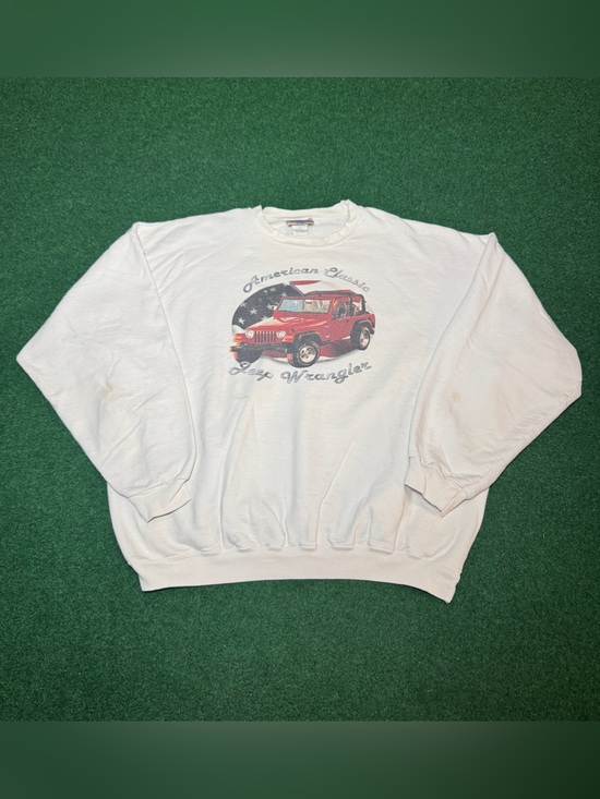 Jeep Other - Jeep Wrangler Vintage Sweatshirt L/XL Boxy 26x26 White Crewneck 90s